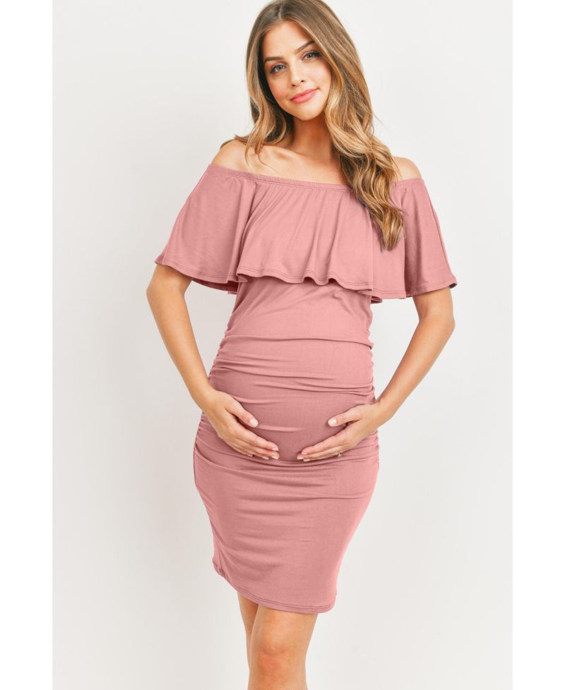 Women's Off-The-Shoulder Ruffle Bodycon Dress