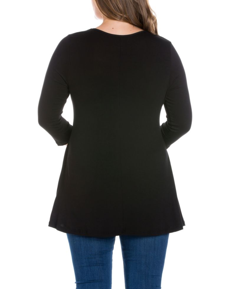 Plus Size 3/4 Sleeve V-Neck Tunic Top