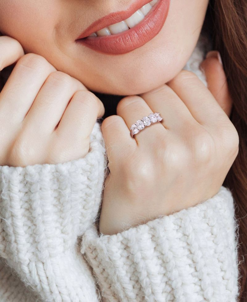 Moissanite Oval Five Stone Anniversary Band (2-1/2 ct. t.w.) in 10k White Gold