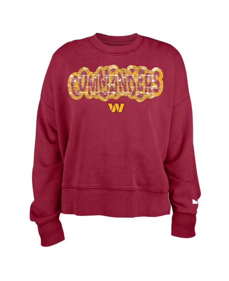Girl's Burgundy Washington Commanders Flip Sequin Sweatshirt