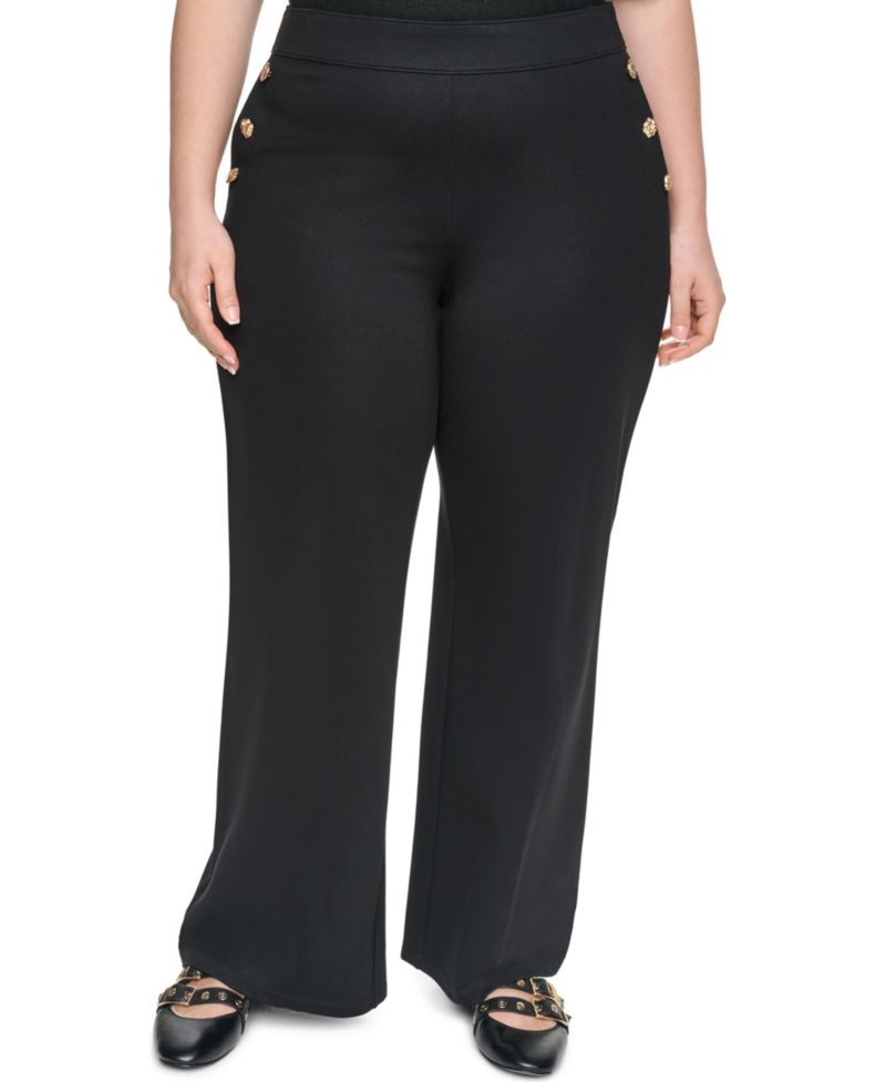 Plus Size Compression Sailor Mid-Rise Straight Pants