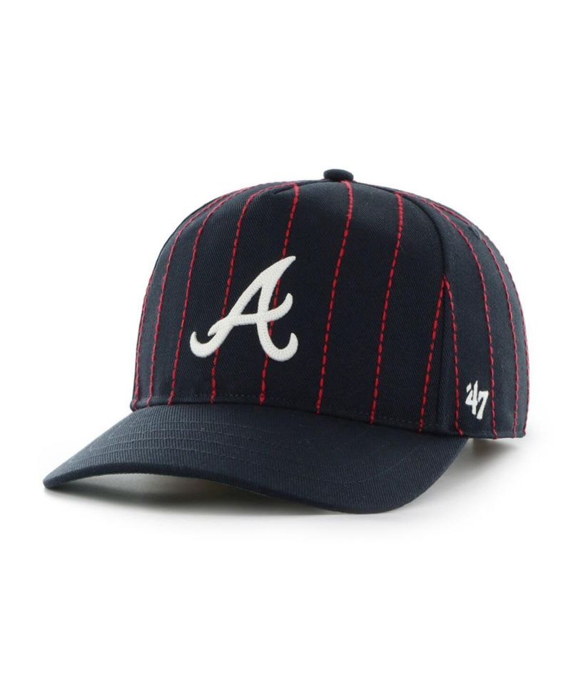 x Rawlings Men's Navy Atlanta Braves Pinstripe Hitch Adjustable Hat