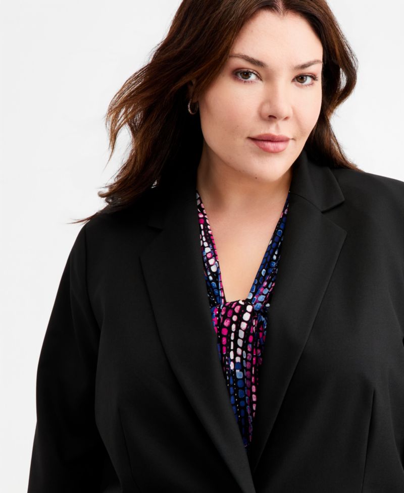 Plus Size Machine Washable One-Button Blazer