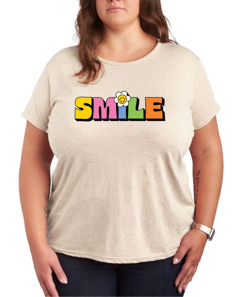 Trendy Plus Size Smile Size Graphic Crew Neck T-Shirt