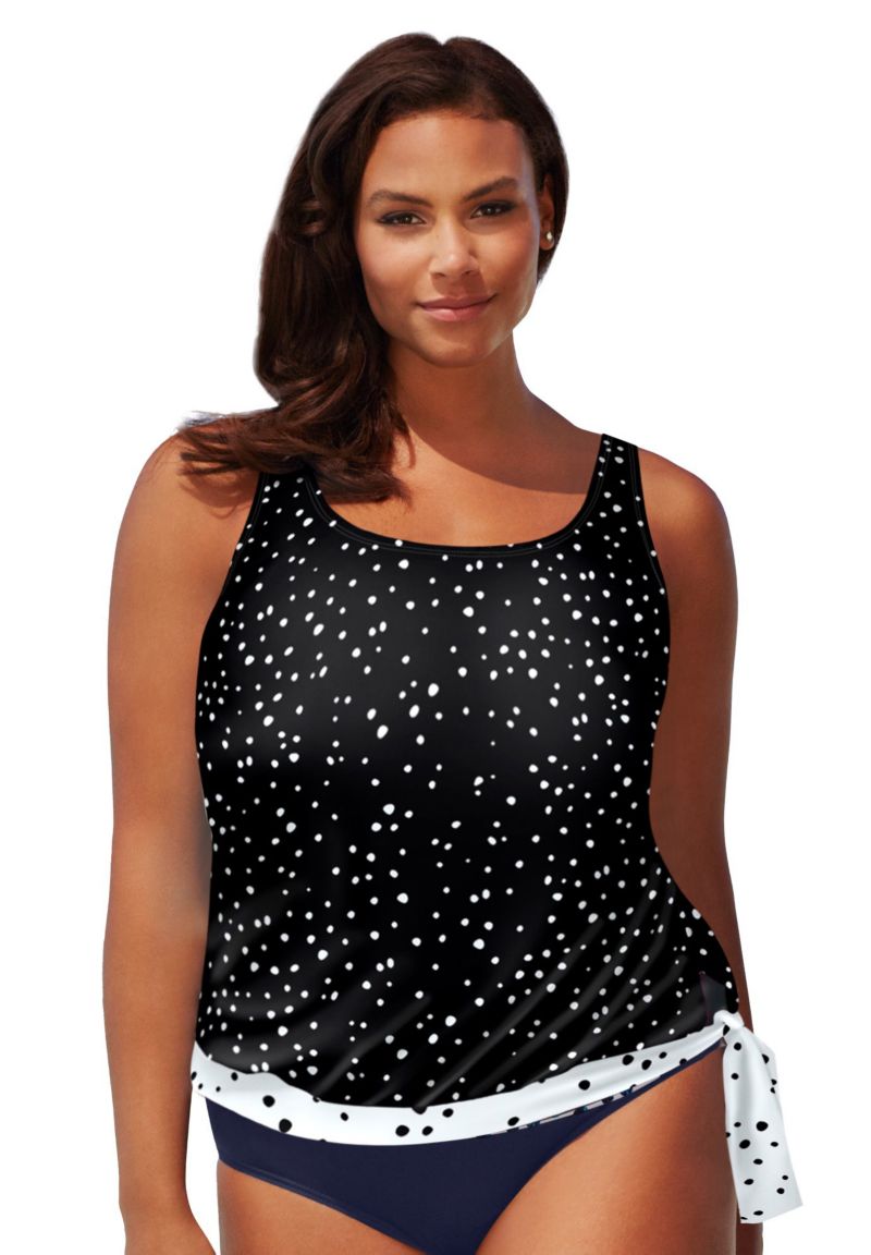 Women's Side Tie Blouson Tankini Top
