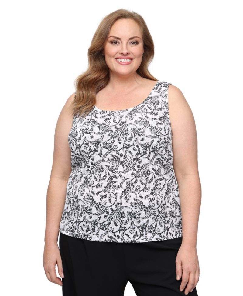 Plus Size Scoop Neck Top & 3/4-Sleeve Jacket, 2-Piece Set