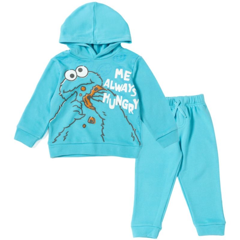 Toddler Boys (2T-5T) Elmo Cookie Monster Fleece Pullover Hoodie and Pants Outfit Set