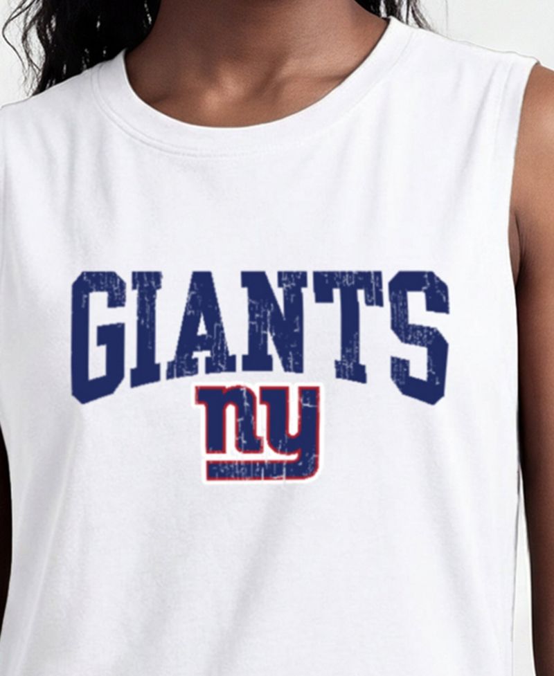 Women's New York Giants Crewneck Distressed Muscle Tank Top