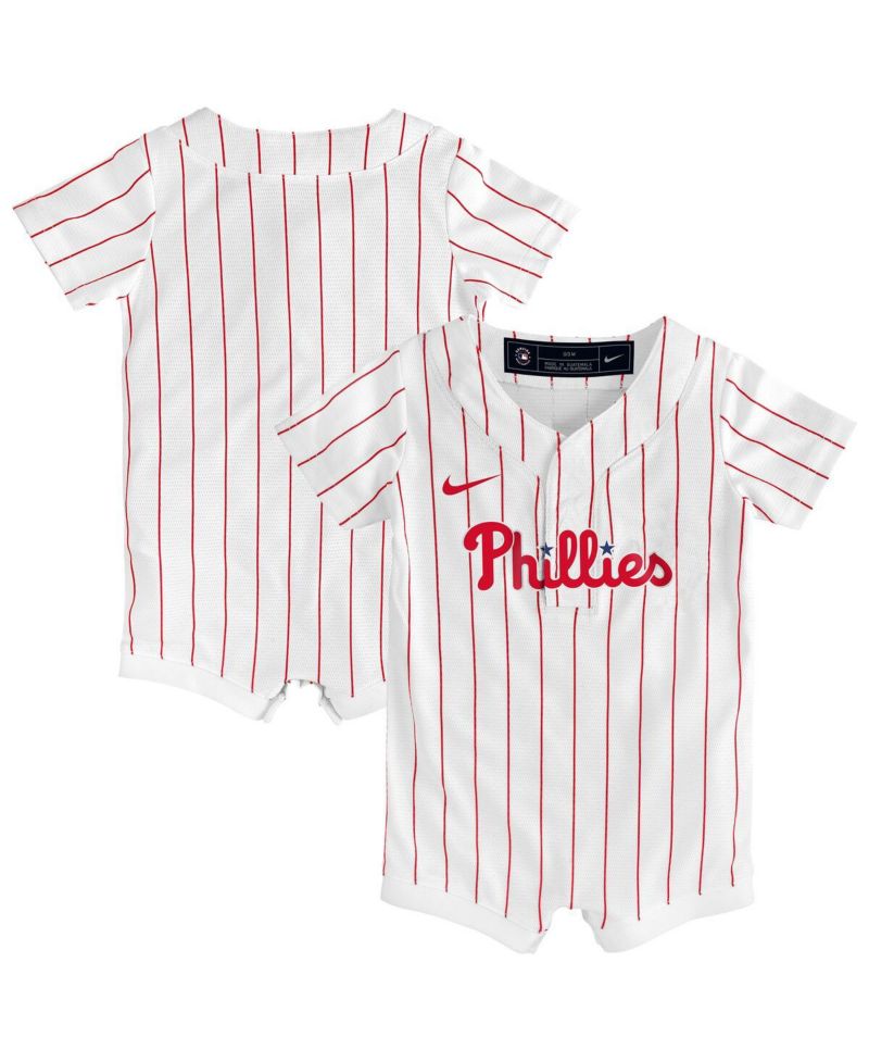 Baby Boys and Girls White Philadelphia Phillies Home Replica Romper Jersey