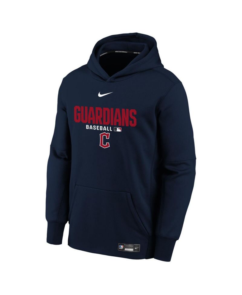 Big Boys and Girls Navy Cleveland Guardians Authentic Collection Therma-FIT Hoodie