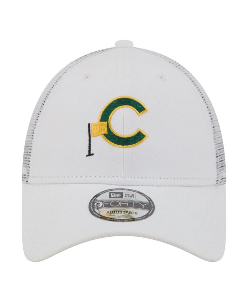 Men's White Chicago Cubs Flag 9FORTY Trucker Adjustable Hat