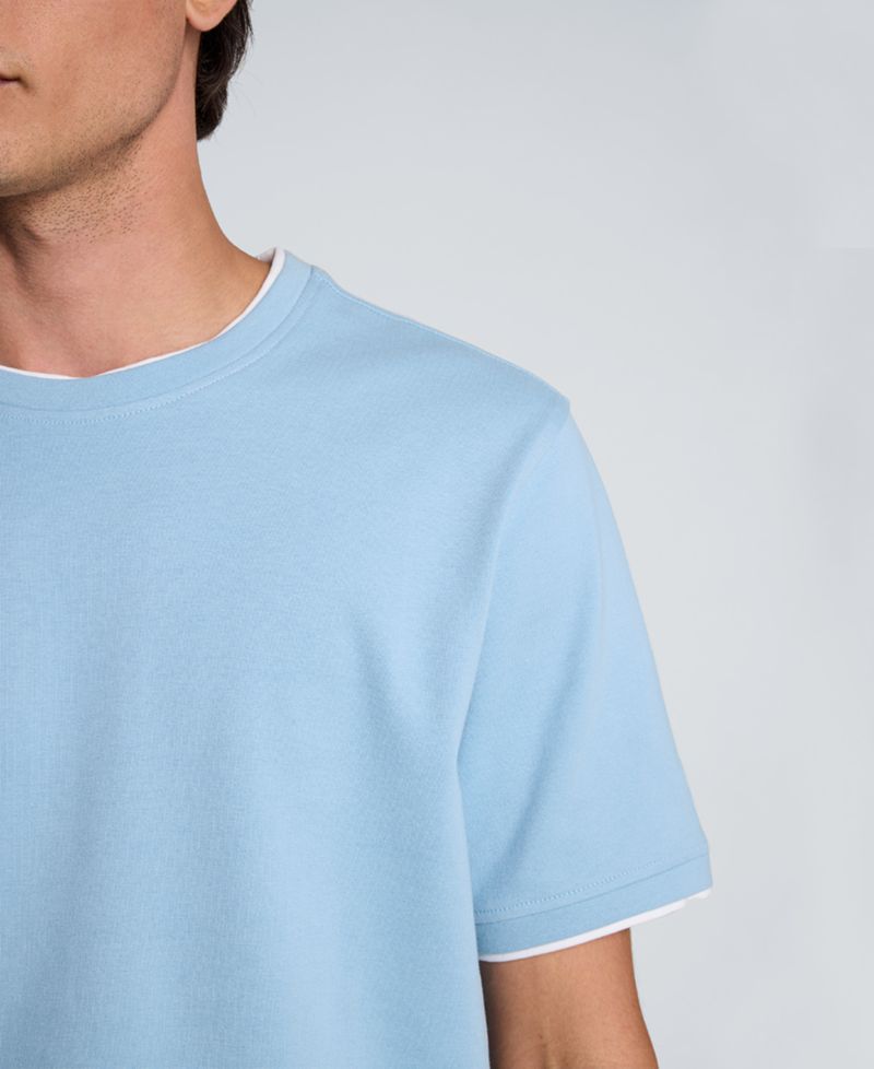 Men's Double Collar Classic-Fit Crewneck T-Shirt