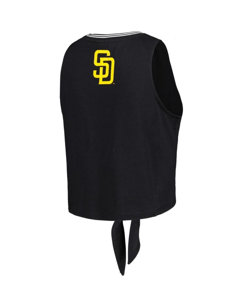 Women's Black San Diego Padres Twisted Tie Front Tank Top