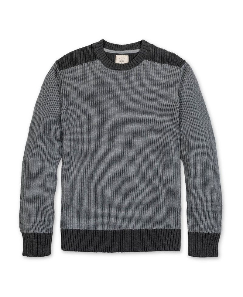 Men's Hope and Henry Organic Crew Neck Shoulder Detail Sweater