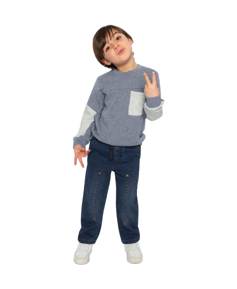 Little Boys 6-12 Color block Brushed Jersey Top with Chest Pocket