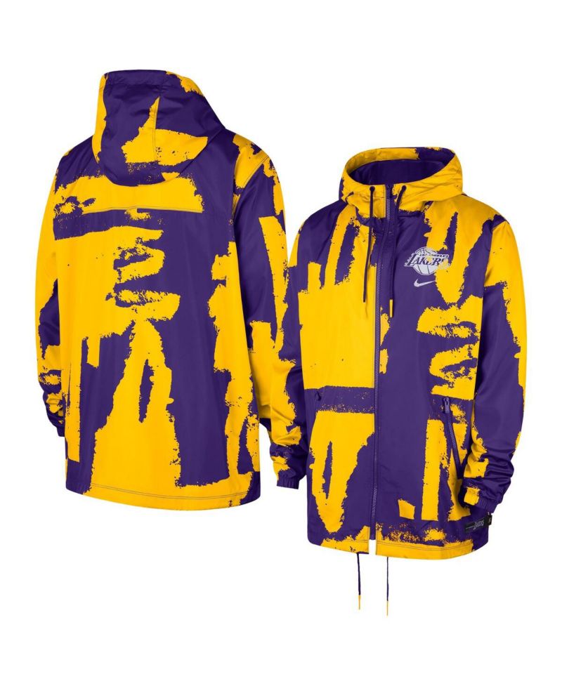 Men's and Women's Purple Los Angeles Lakers Courtside Club Premium Woven Full-Zip Hooded Jacket