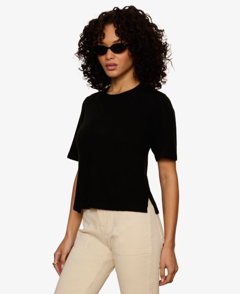 Petite Short-Sleeve Crewneck Sweater