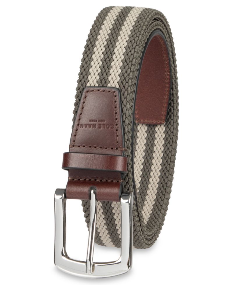 Men's Striped Stretch Cord Casual Belt