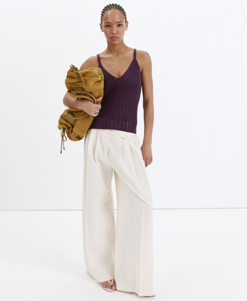 Women's Metallic Openwork Knit Top