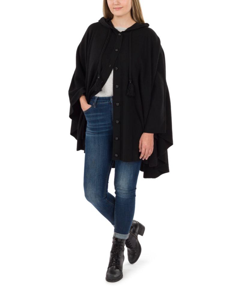 Women's Hooded Cape with Buttons