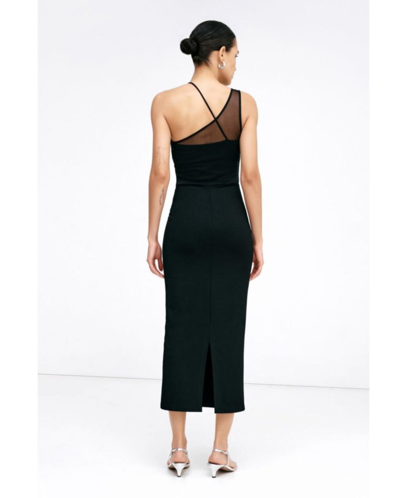 Women's Vivica One-Mesh-Strap Sleeveless Fitted Midi Dress with Back Slit