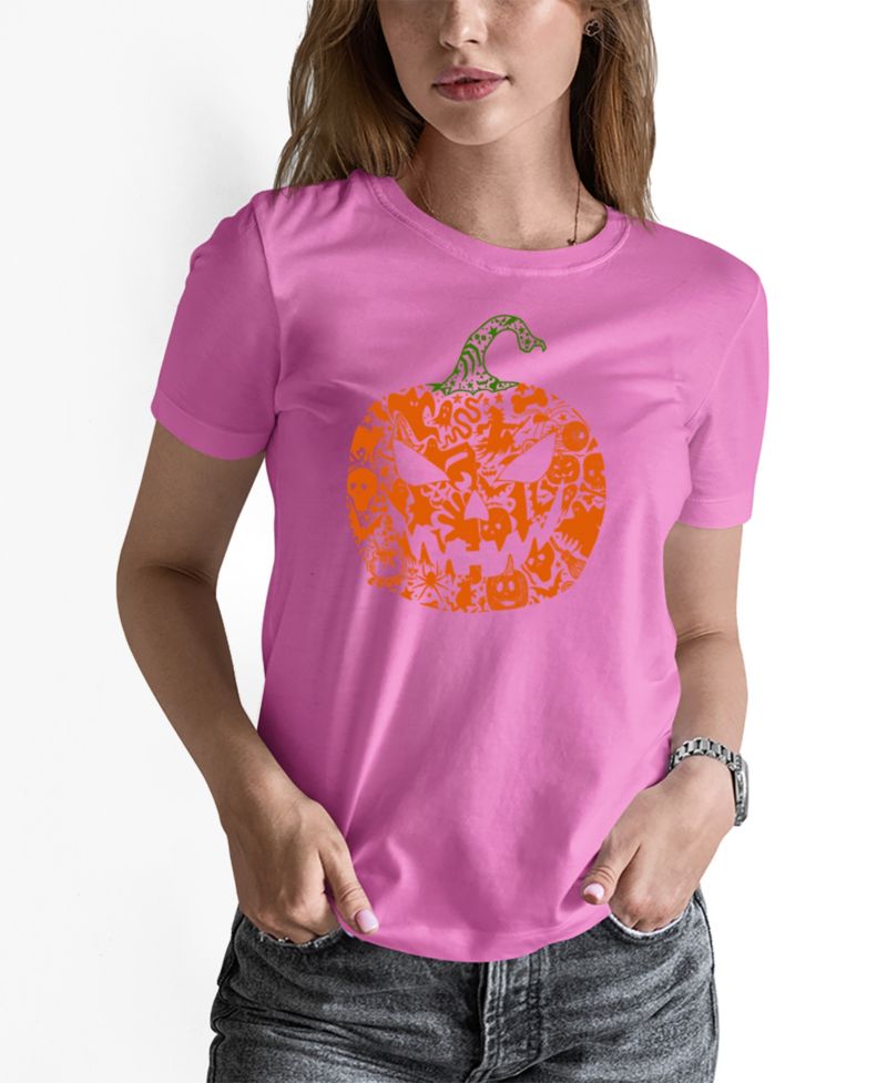 Women's Halloween Pumpkin Word Art Pullover Top