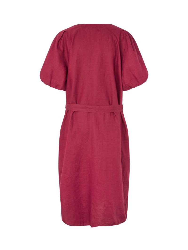 Women's Manalirae Linen V-Neck Puff Sleeve Midi Dress
