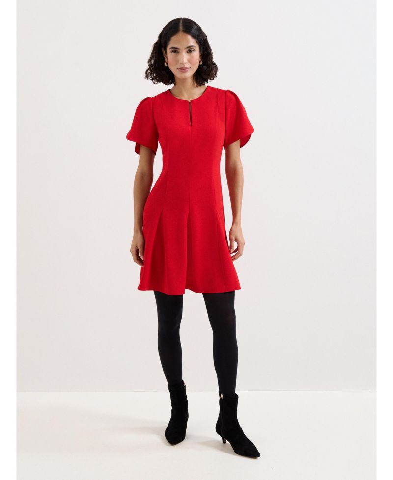 Women's Elia Fit-Flare Mini Keyhole-Neck Dress