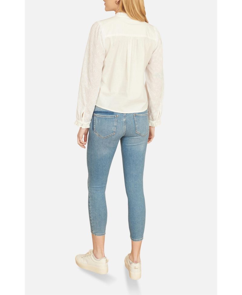 Women's Pleated Cotton Bib Shirt