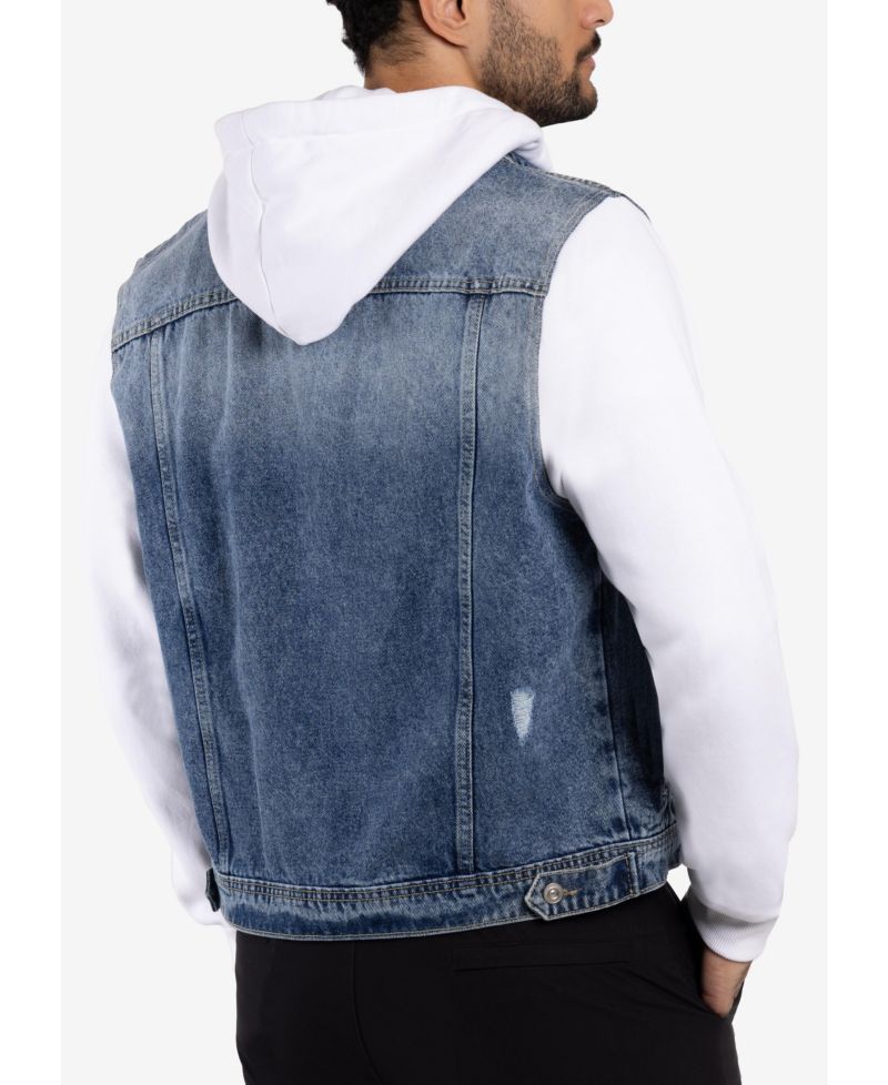 XRAY Men's Hybrid Hoodie Trucker Denim Jacket
