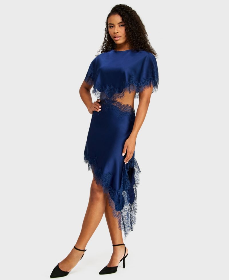 Juniors' Short-Sleeve Satin Dress