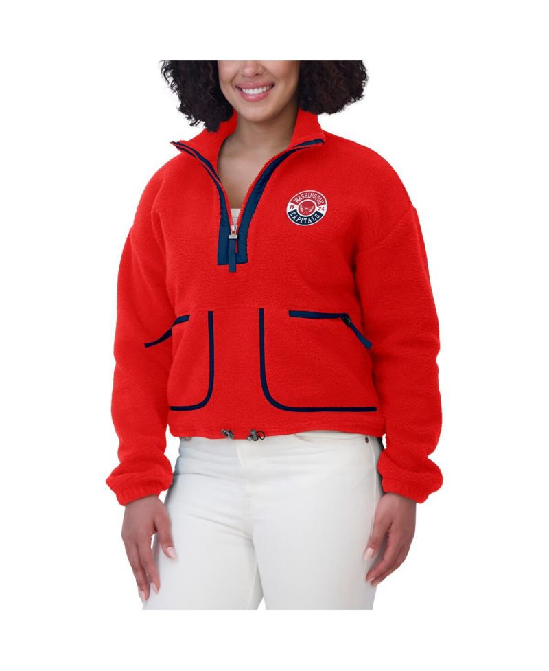 Women's Red Washington Capitals Polar Fleece Half-Zip Jacket