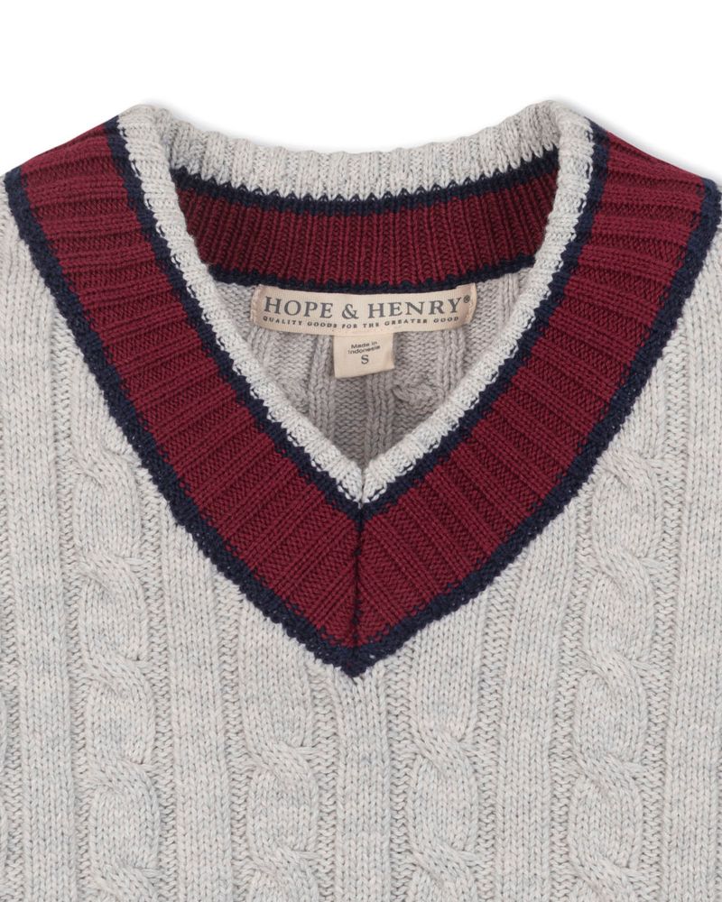 Hope and Henry Little and Big Boys' Organic Long Sleeve V-Neck Cricket Sweater