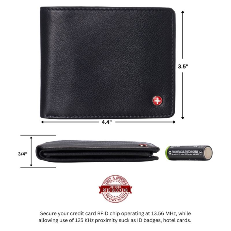 Men's Wallet for Men RFID Protected Leather Wallet Spencer Bifold Divided Bill Section Gift Box 2 ID Windows 14 Card Storage Pockets