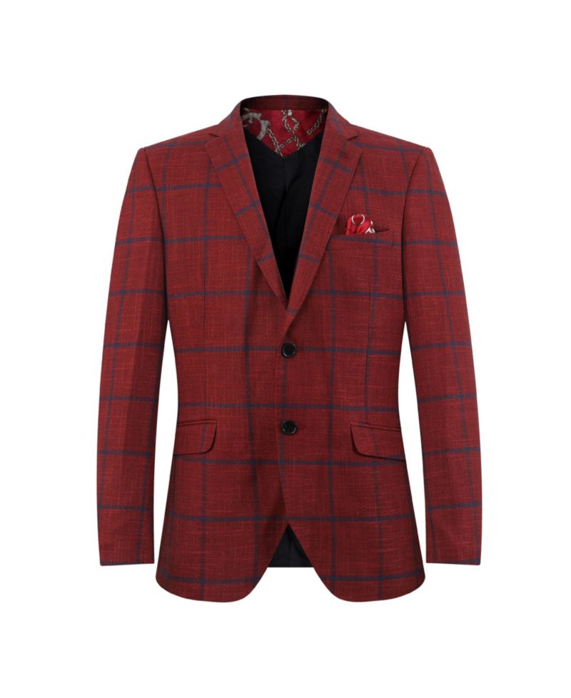 Boys Slim Fit Plaid Jacket