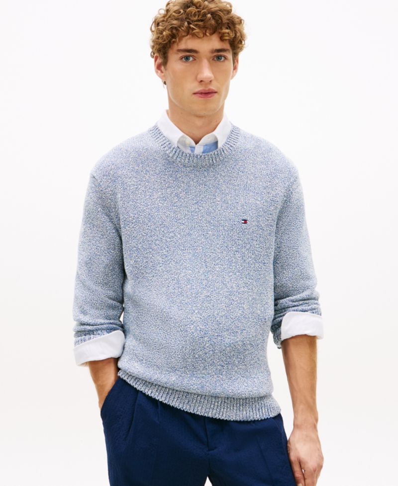 Men's Two-Tone Boucle Crewneck Sweater