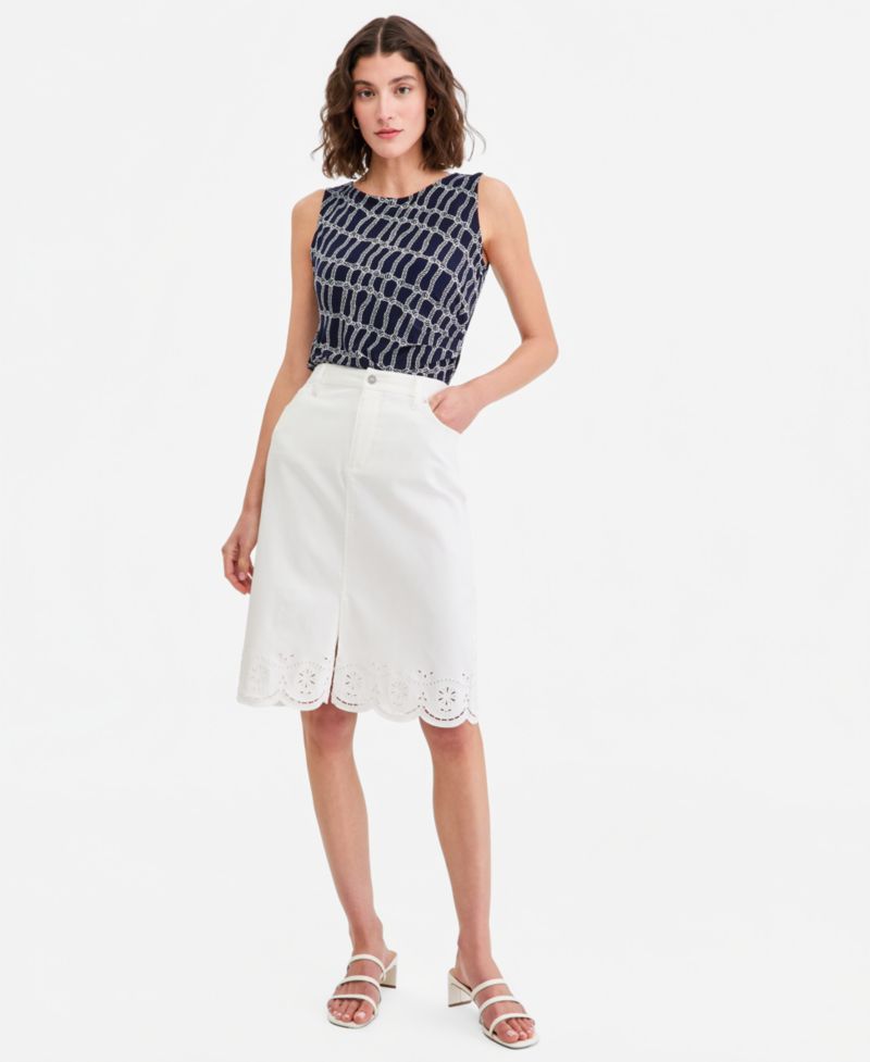 Women's Eyelet Embroidered Pencil Skirt