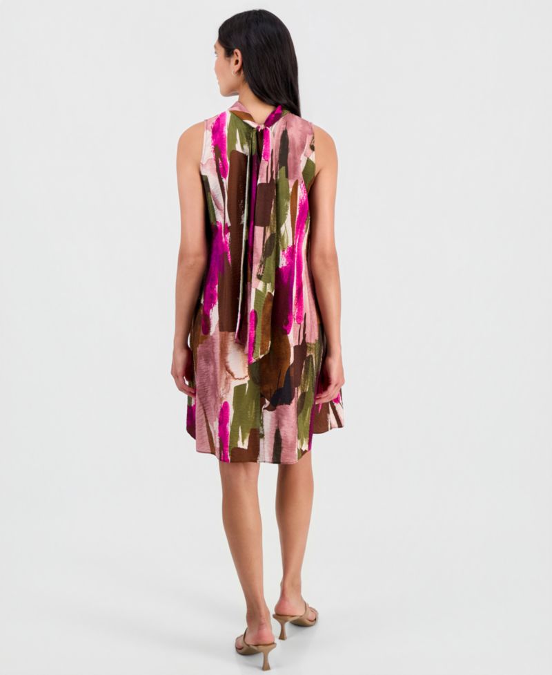 Women's Printed Mock-Neck Sleeveless A-Line Dress