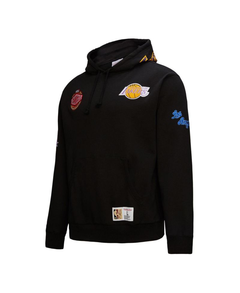Men's Black Los Angeles Lakers Hardwood Classics Blackout Collection Pullover Hoodie