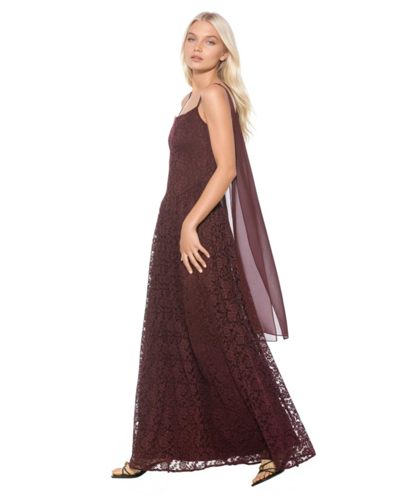 Women's Marin Draped Bodice Dropped Waist Gown Dress