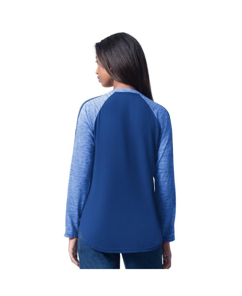 Women's Royal Los Angeles Dodgers Top Dog Raglan Long Sleeve V-Neck T-Shirt