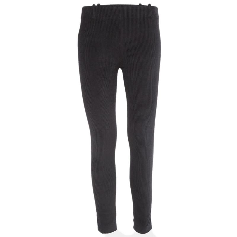 Women's Black Textured Corduroy Slim Fit Trousers
