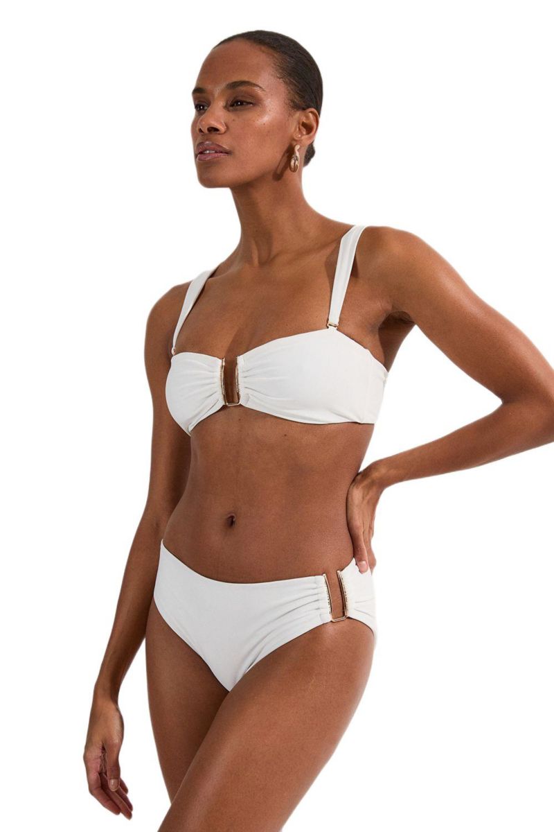 Women's Detachable Strap Gold Trim Bikini Top