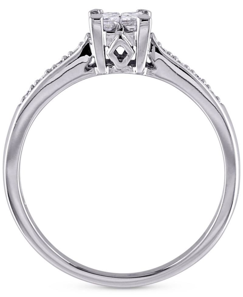 Diamond Princess Quad Cluster Engagement Ring (1/4 ct. t.w.) in 14k White Gold