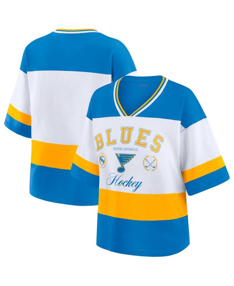 Women's Blue/White St. Louis Blues Jersey Style T-Shirt