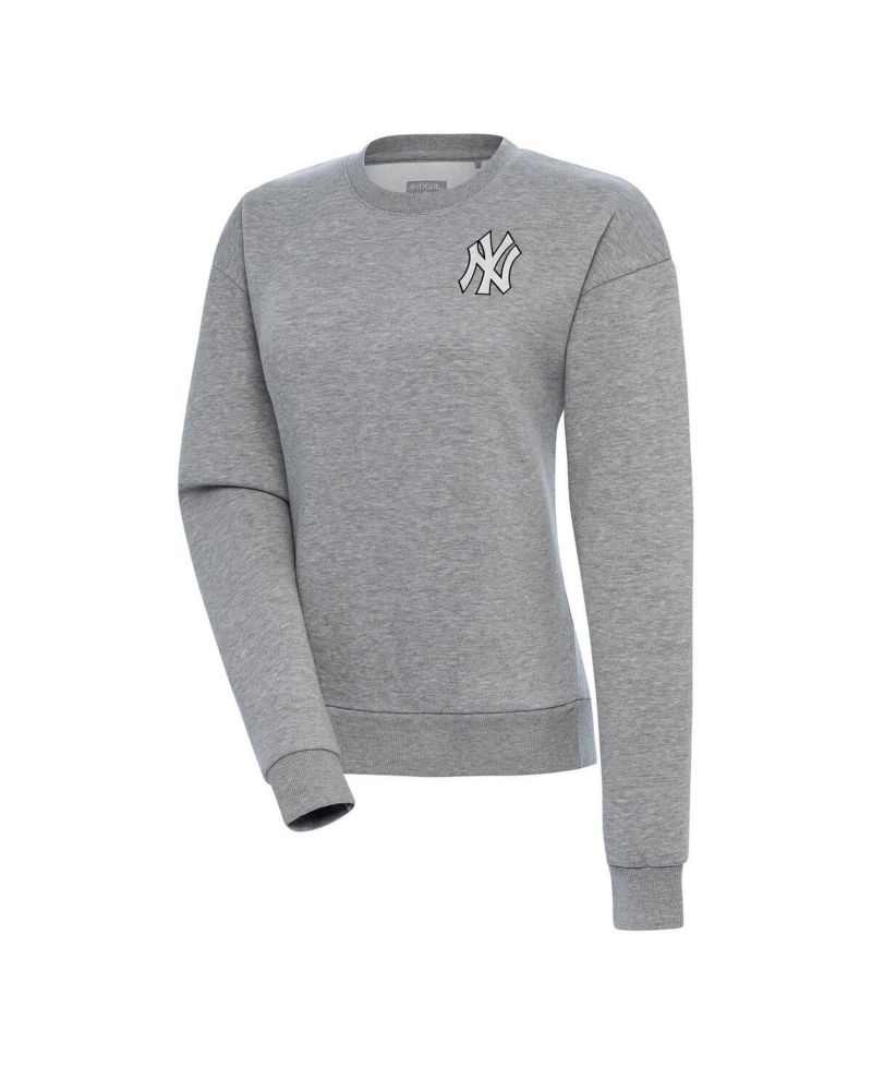 Women's Heather Gray New York Yankees Brushed Metallic Victory Pullover Sweatshirt
