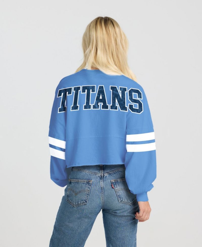 Women's Light Blue Tennessee Titans Sleeve Stripe Long Sleeve T-Shirt