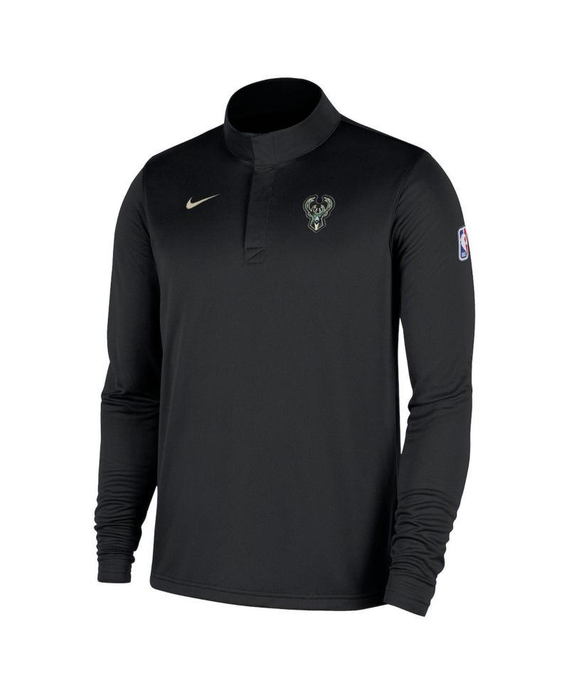 Men's Black Milwaukee Bucks 2025/26 Authentic Coaches Quarter-Zip Pullover Jacket