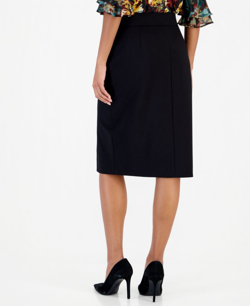 Women's High-Waisted Faux-Wrap Front-Slit Skirt