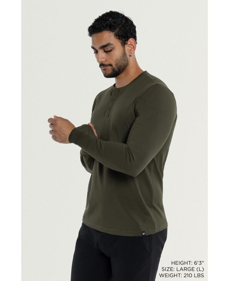 X RAY Men's Long Sleeve Henley T-Shirt